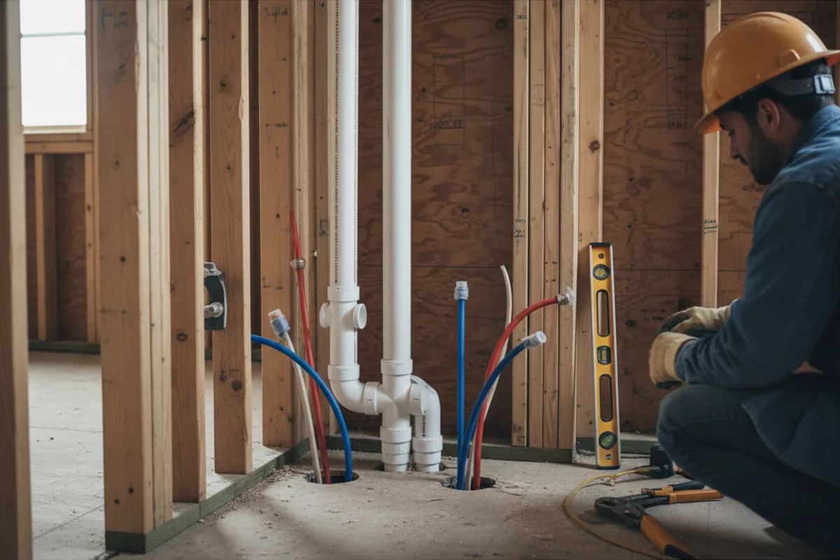 Drain and supply rough-in during Drain Cleaning in Monroe Township